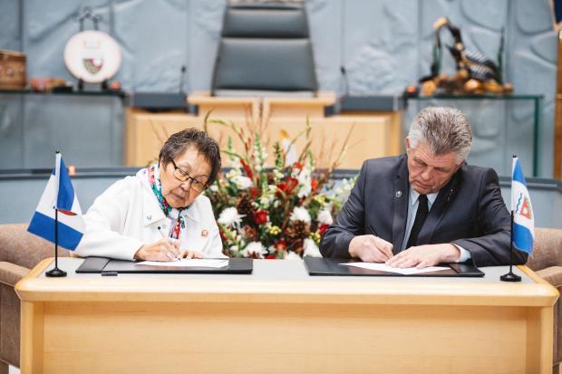 Minister Jay Macdonald is sworn in by Commissioner Margaret Thom in December 2023.